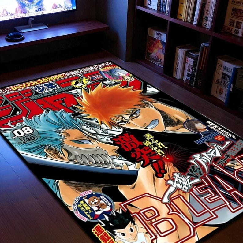 Bleach Manga Cover Rug- Colorful Anime Floor Carpet- Washable Non Slip- Gaming R