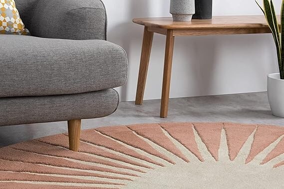 New Handmade Rust Off white Round Rug 3×3, 4×4, 5×5, 6×6, 7×7, 8×8, 9×9, 10×10
