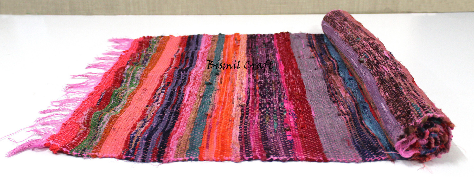 Hand Braided Chindi Rag Rug 4×6 Feet 100% Recycled Cotton Woven Floor Mat