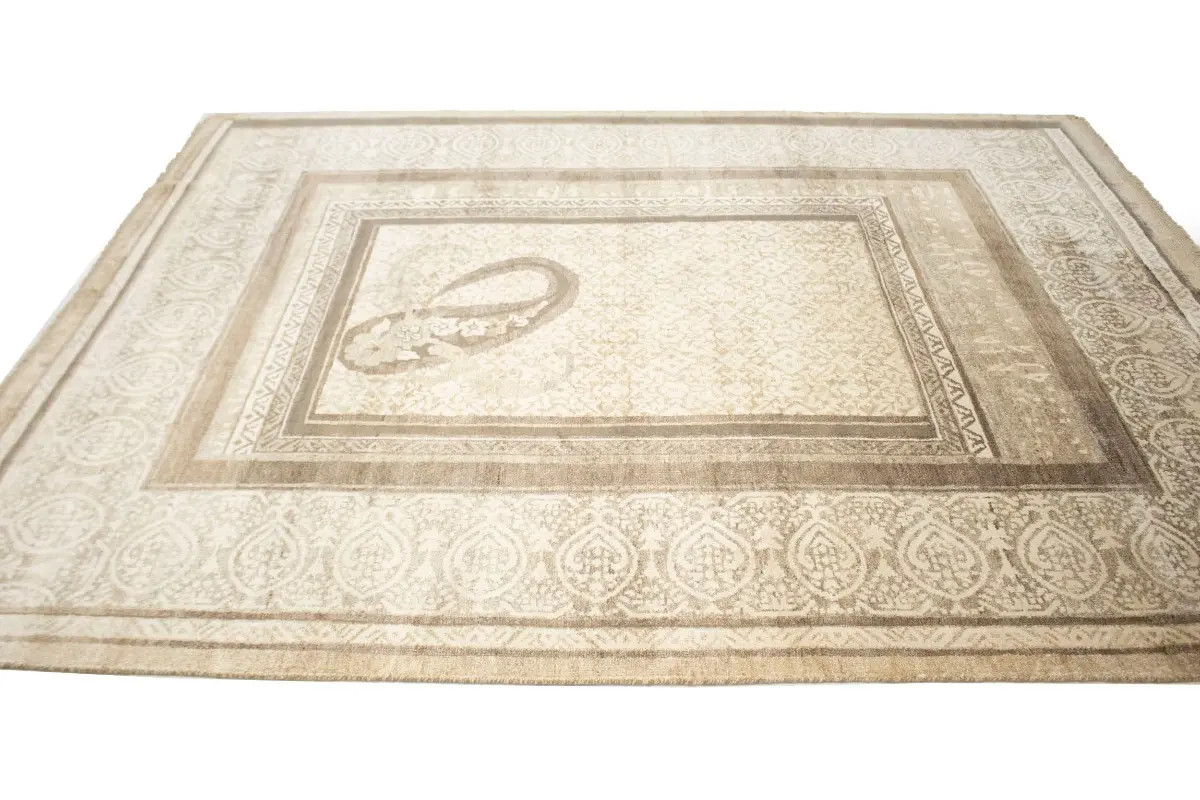 Wool & Bamboo Silk 8X10 Oriental Rug Handmade Floral Paisley Design Carpet