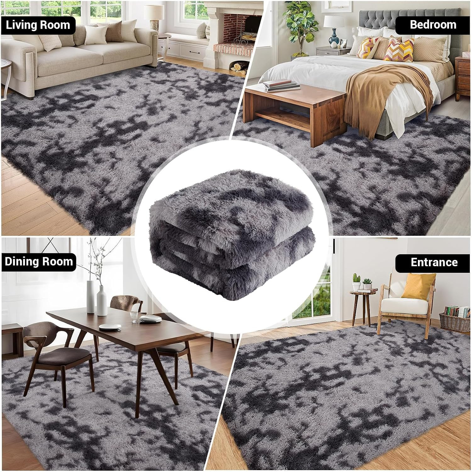 2’X6′ Soft Fluffy Runner Rug for Hallway, Tie-Dye Fuzzy Shaggy Runner for Bedsid