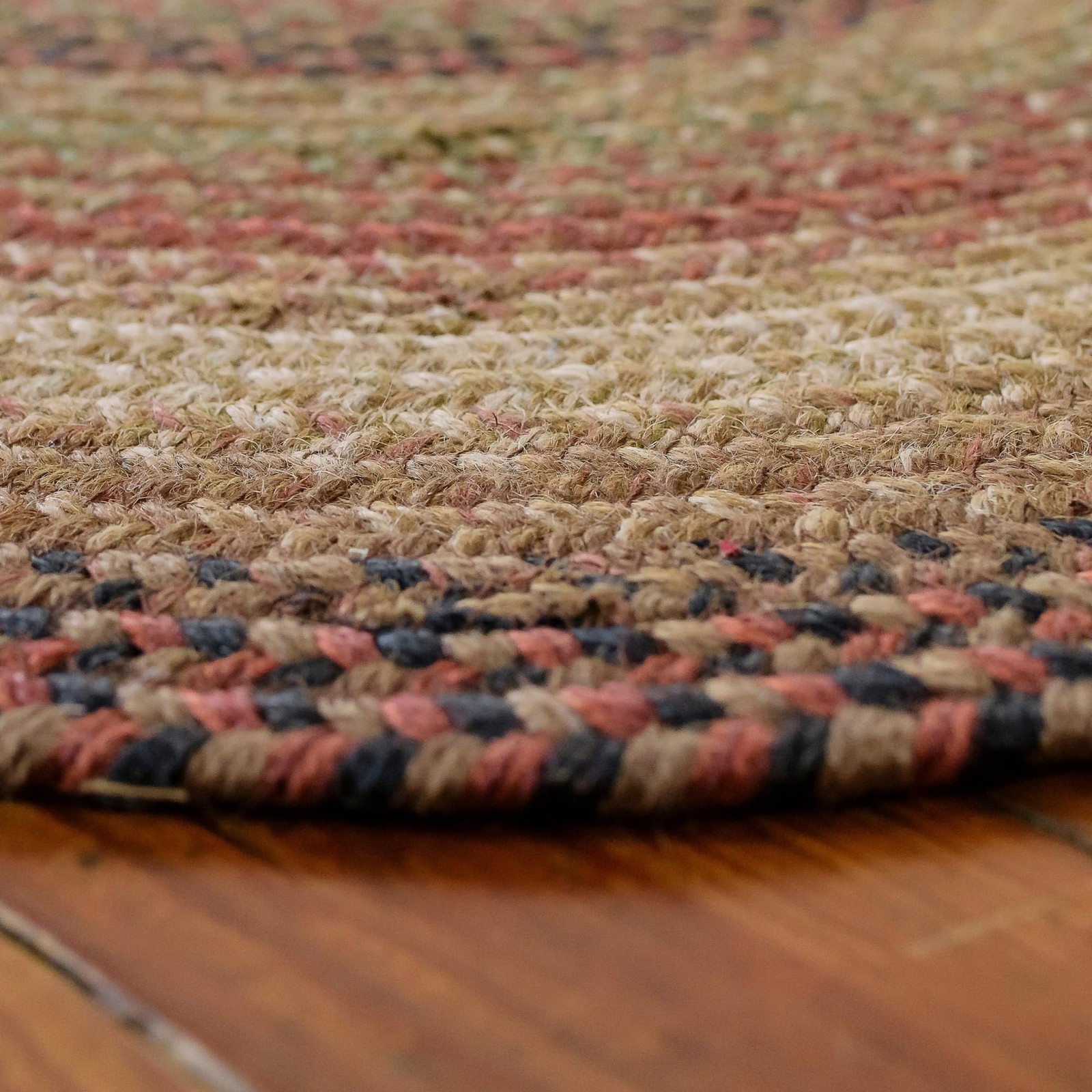 20×30 Inch Gingerbread Black/Brown Reversible Jute Braided Kitchen Rug