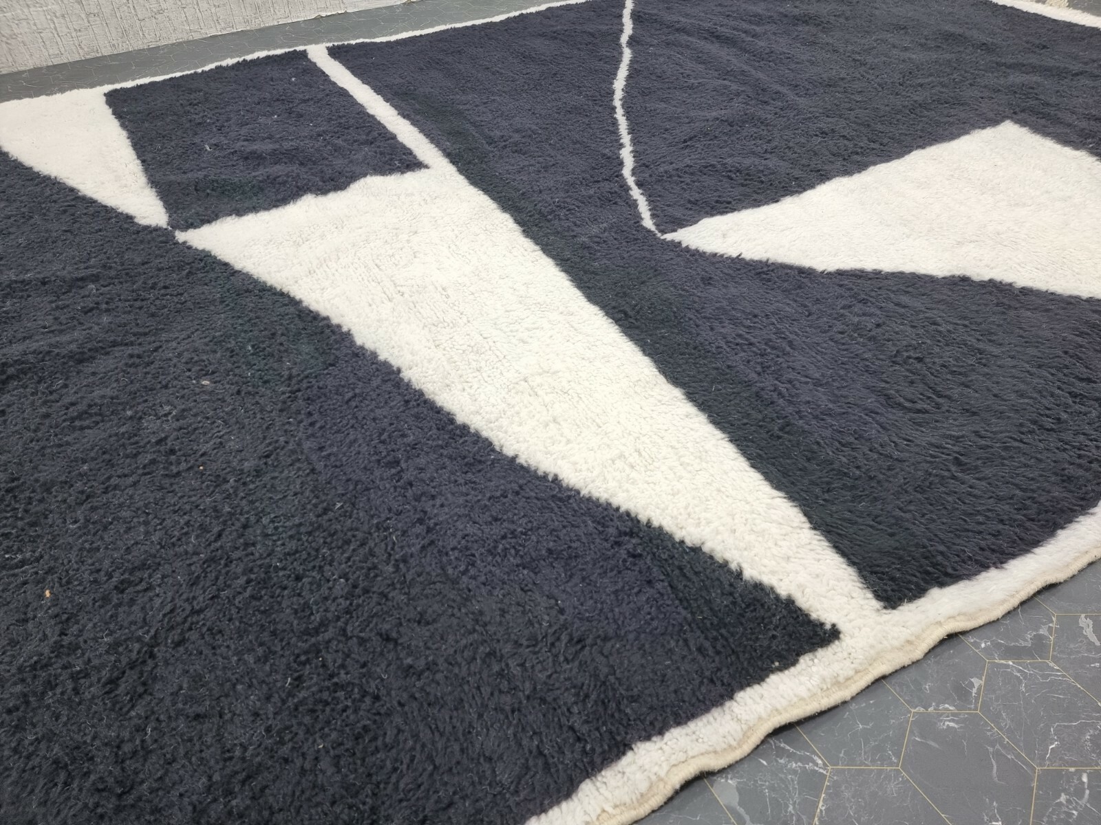 MADE TO ORDER – Moroccan Handmade Beni Ourain Berber Wool Abstract Black Rug