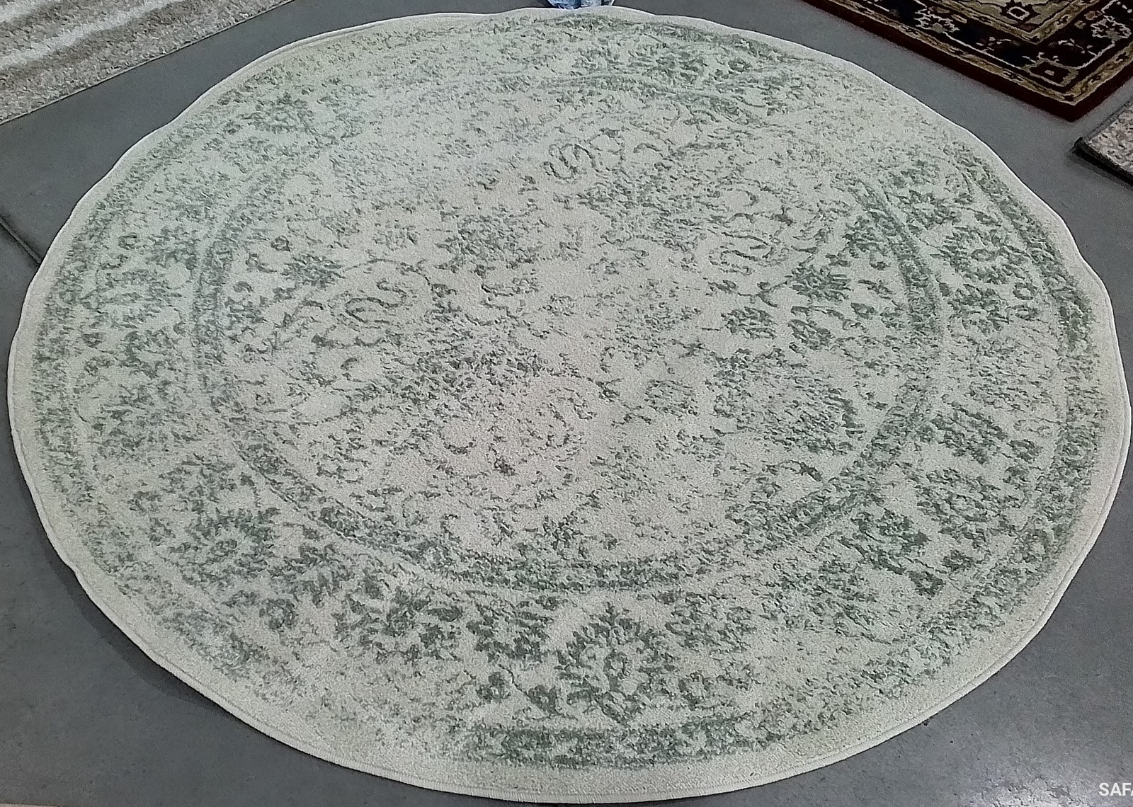 IVORY / SAGE 6′-0″ x 6′-0″ Back Stain Rug, Reduced Price 1172803703 ADR109V-6R