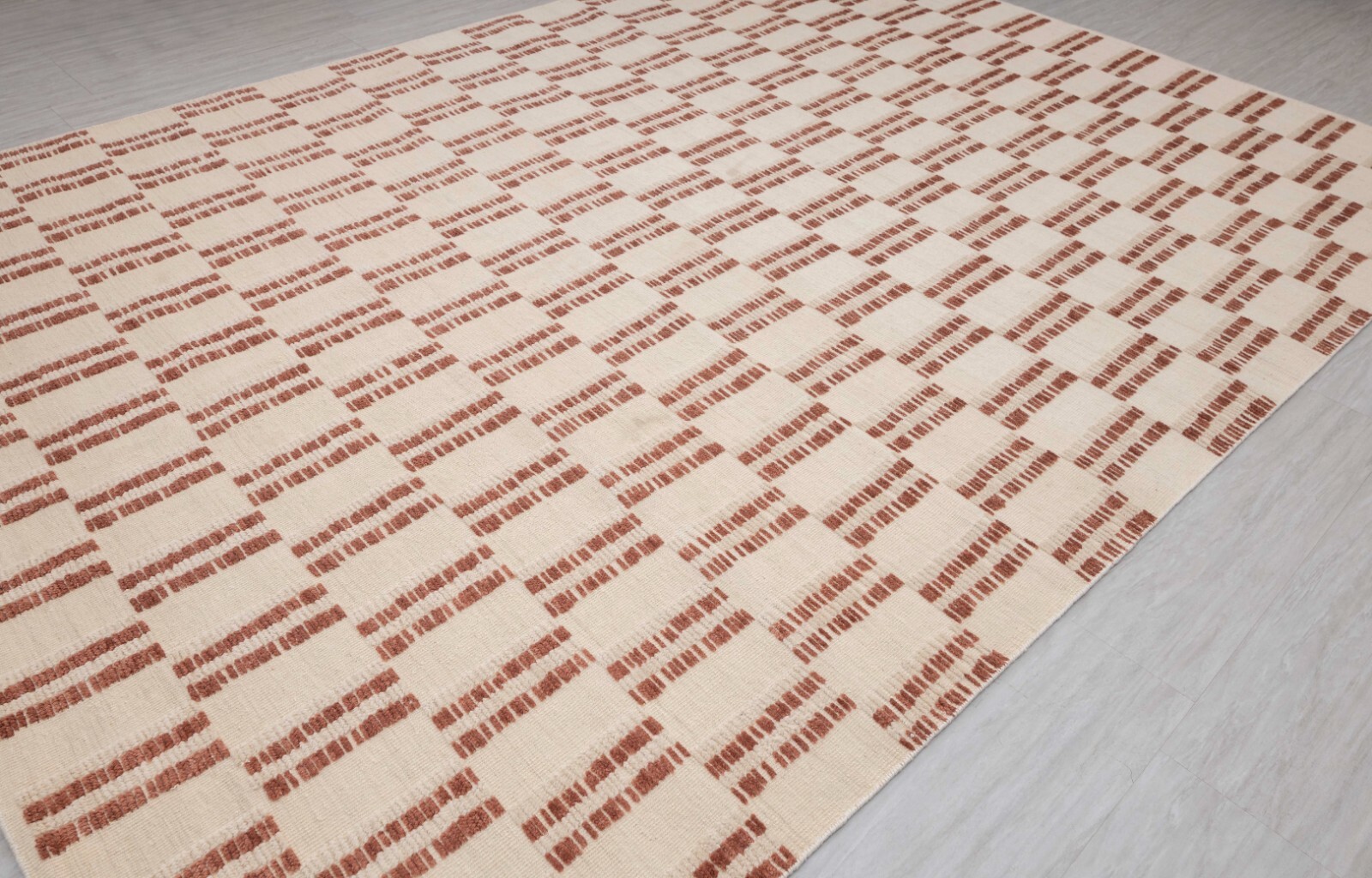 9X12 Cream Brown Moroccan Inspired Bohemian Geometric Soft Wool Handmade Rug