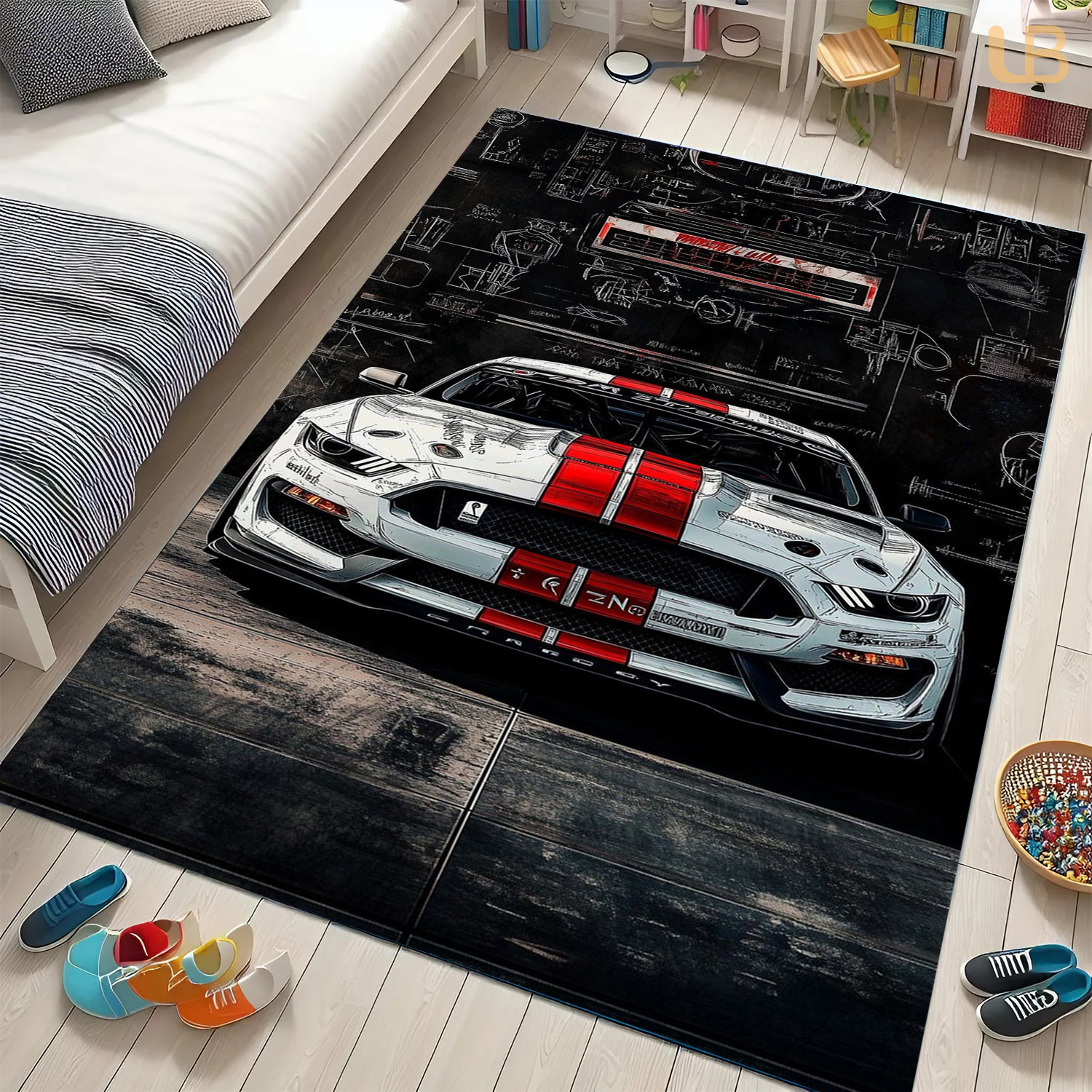 Elite GT Performance Vehicle Mat – Industrial Wood Man Cave Area Rug