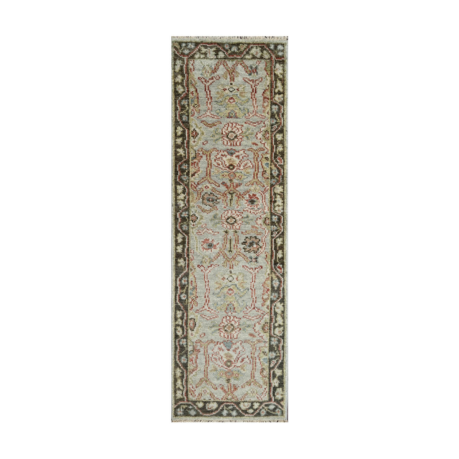 2′ 6”x8′ 2” Moss Hand Knotted Traditional Oushak Wool Area Rug