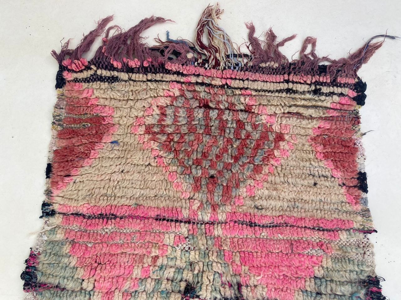 Moroccan Handmade Berber Wool Rug 1’9×6’9 Colorful Authentic Vintage Hallway Rug
