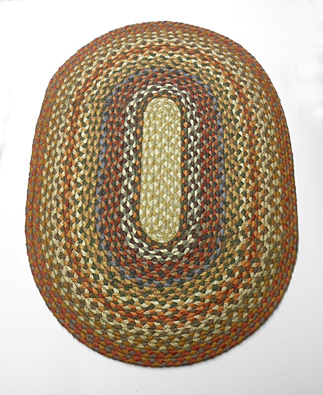 Earth Tone Oval Braided Rug 20″ x 30″ Small Multicolor Farmhouse Decor