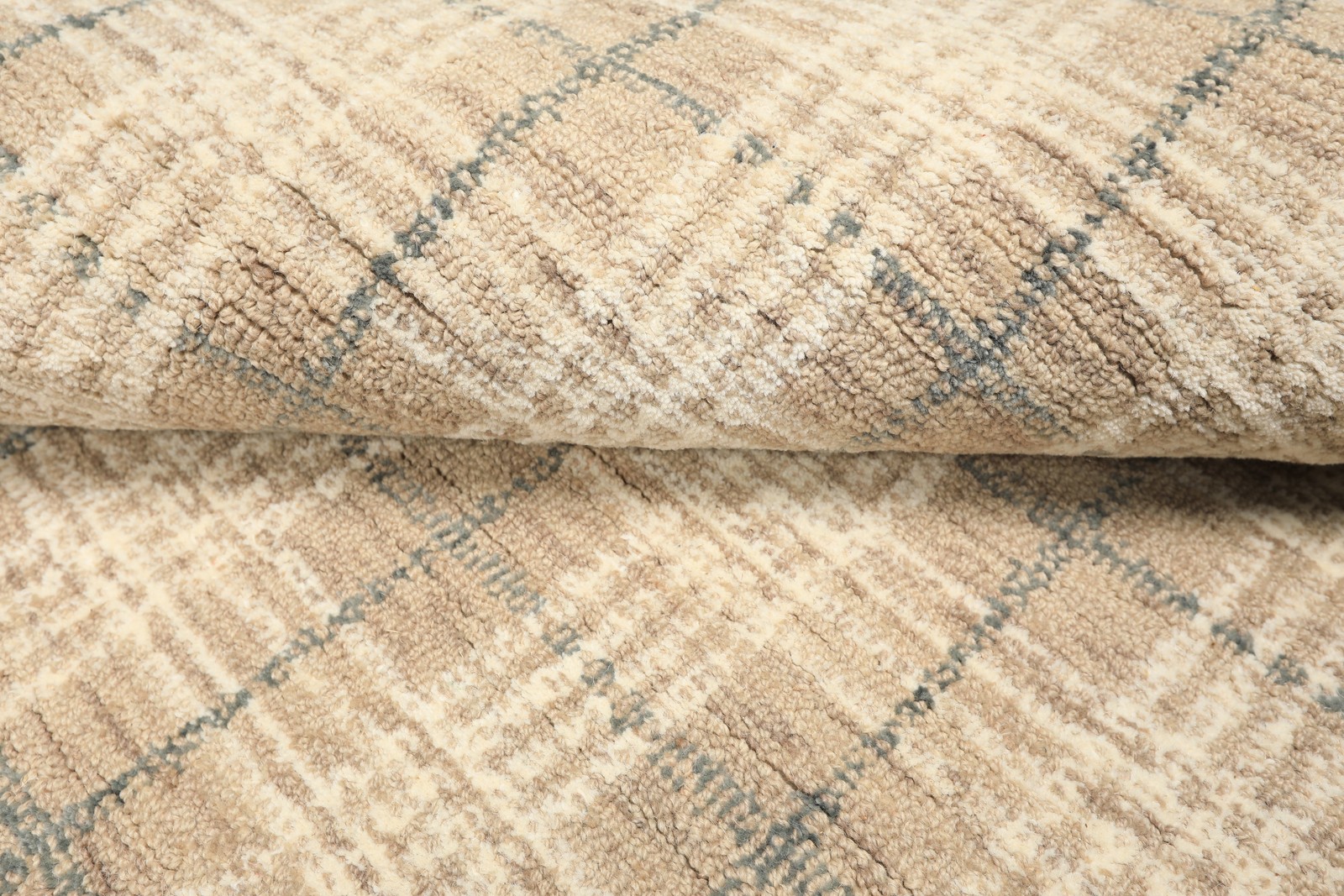 Multi Sizes Hand Loomed Wool Taupe, Ivory Textured Handmade Rug