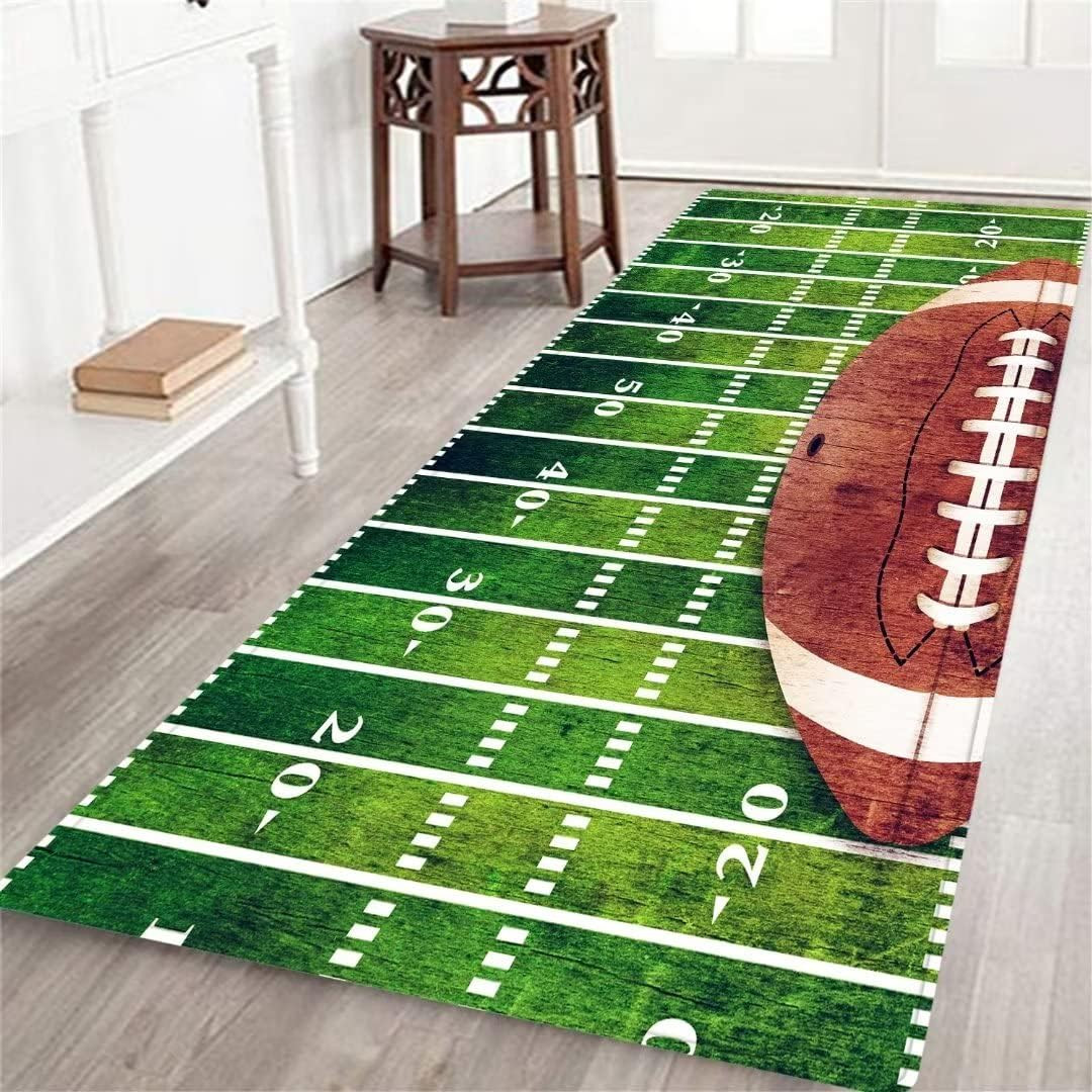 Long Runner Rug for Hallway,Football Field American Sports Green Lawn Sport G…
