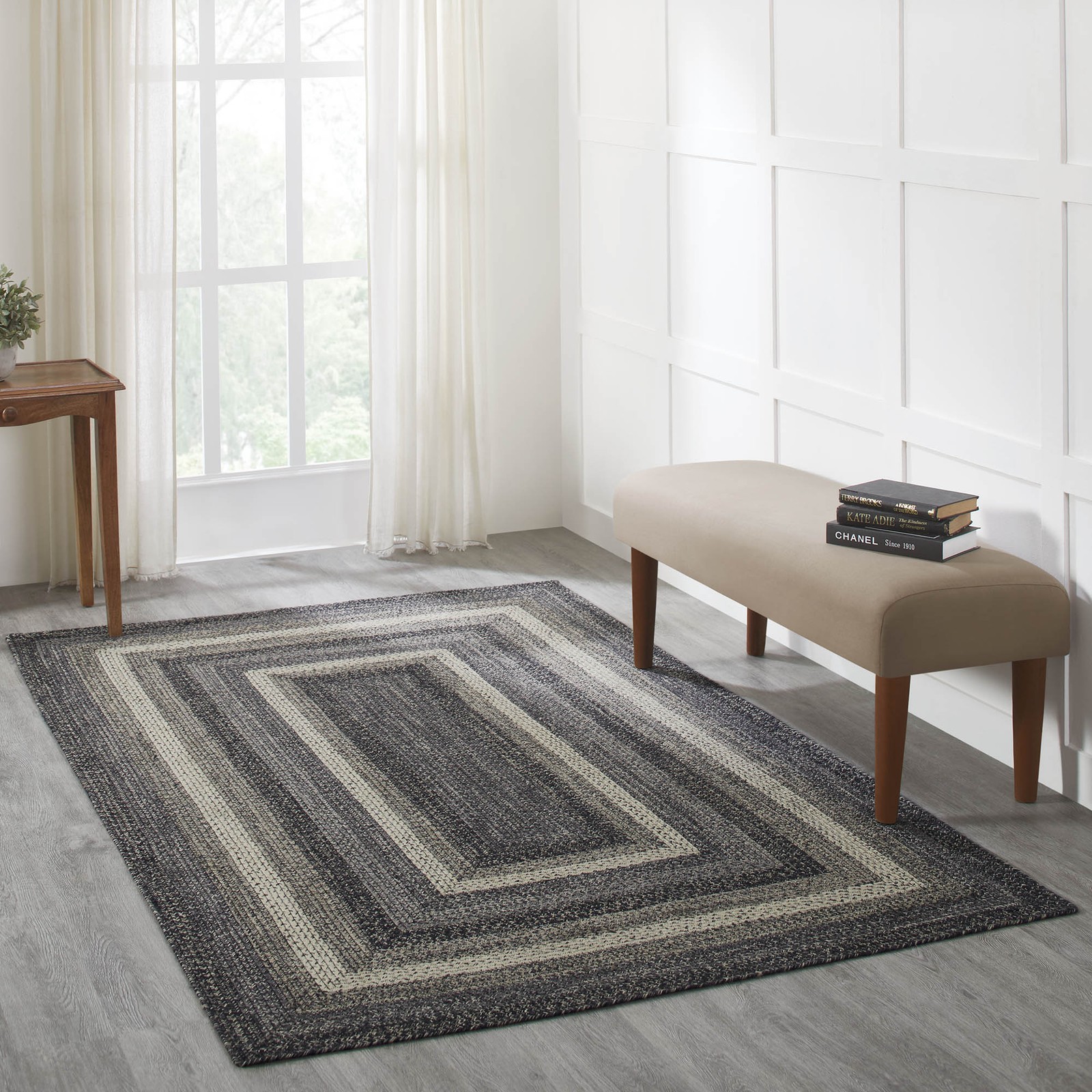 Farmhouse 60″x96″ Area Rug Black Sawyer Mill Textured Pad Floor Decor VHC Brands