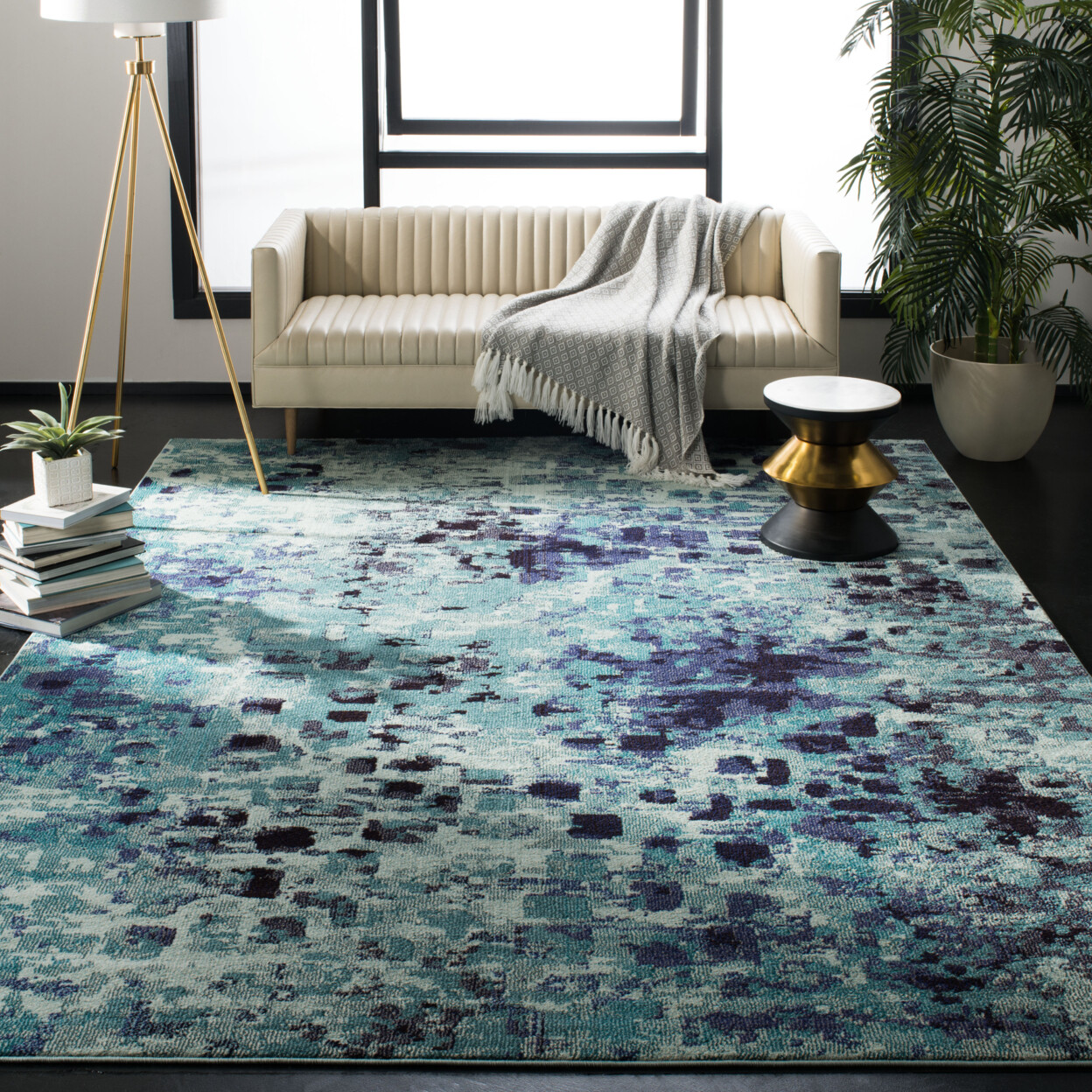 SAFAVIEH Monaco Collection MNC225J Light Blue / Multi Rug