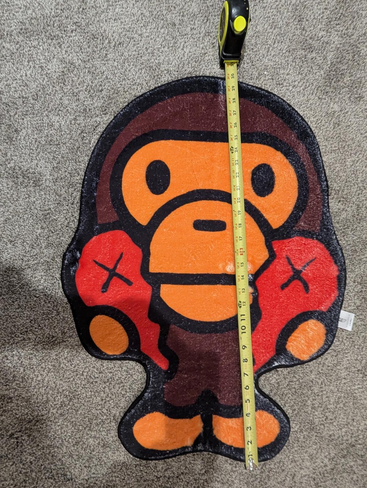 NEW Hypebeast BAPE x KAWS Baby Milo Tufted Rug Ape Monkey 29×25″ Streetwear