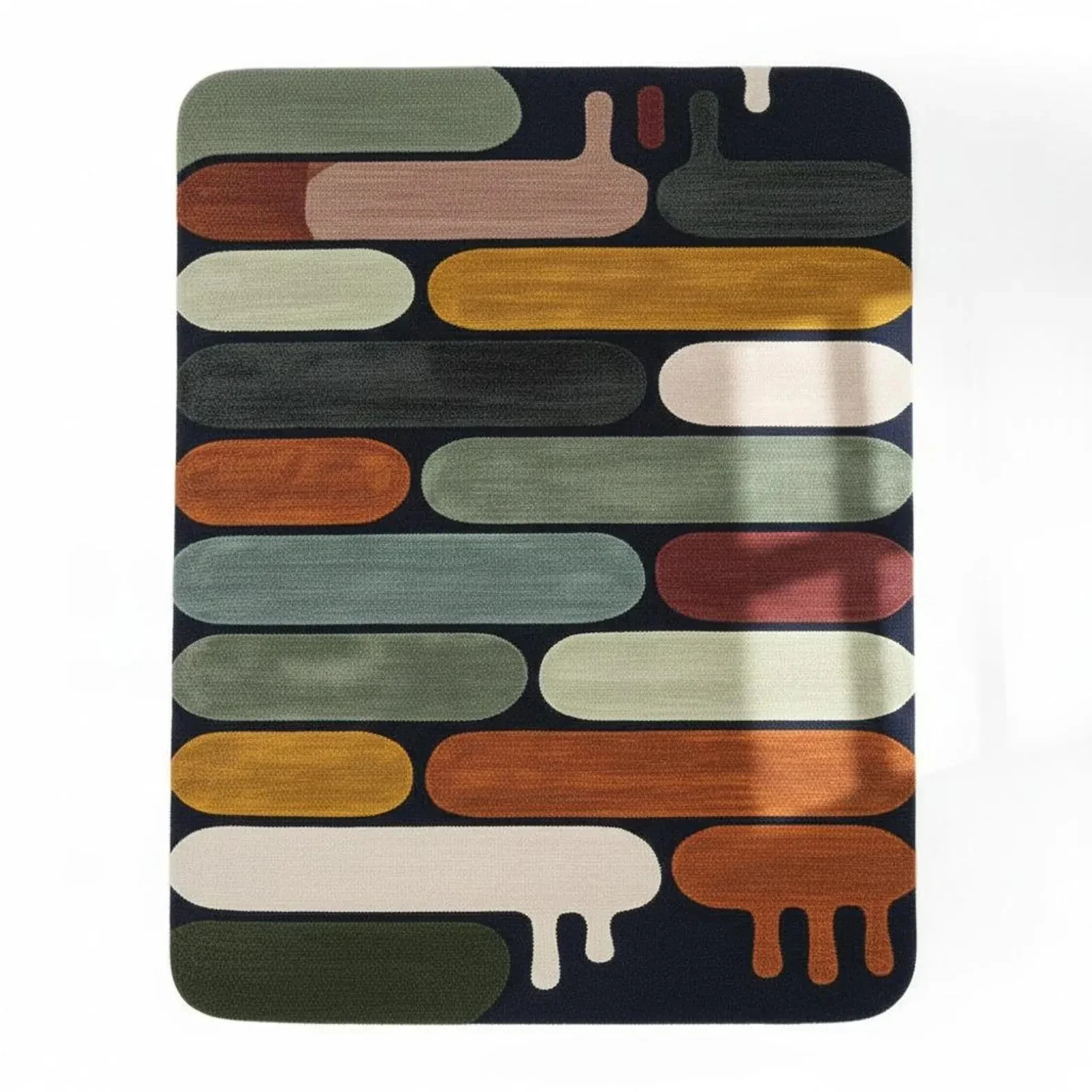 Abstract Hand Tufted Rug, Modern Geometric Wool Carpet, Colorful Living Room Rug