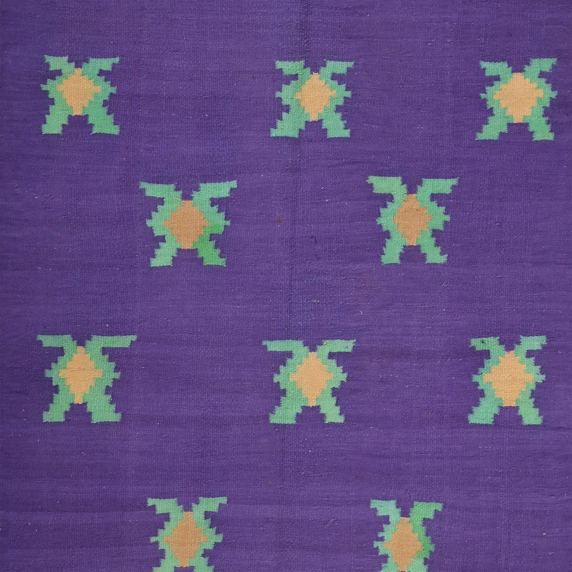 Purple Punjabi Dhurrie Rug 3.3×6 Ft Handmade Cotton Kilim Flat Weave Boho Rug