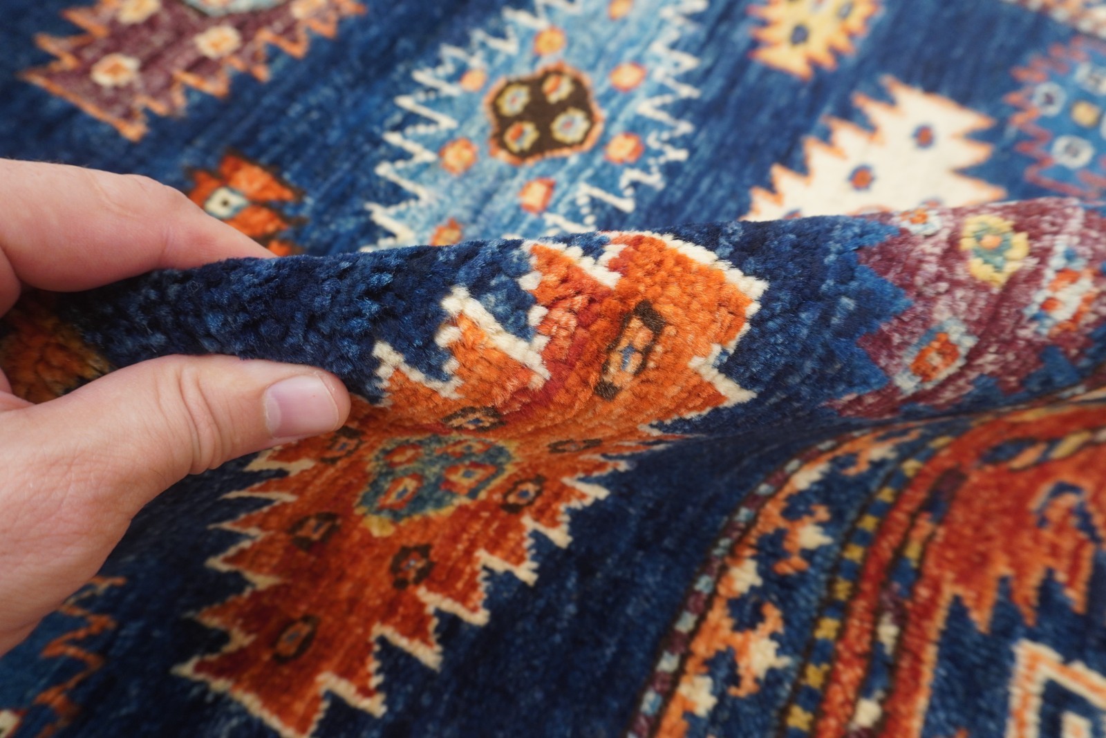 4×6 ft Navy Blue Ersari Afghan Hand Knotted Wool Oriental Area Rug