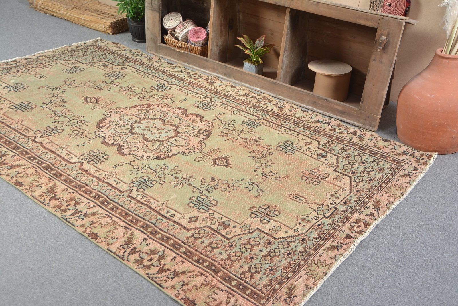 Vintage Large Rug 5,1×8,7 ft (154×264 cm), Brown Handmade Turkish Rug