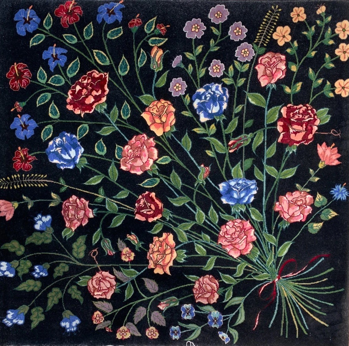3’3″x3’4″ Fine Hand-Knotted 100% Wool Pile Pictorial Tabrize Rug