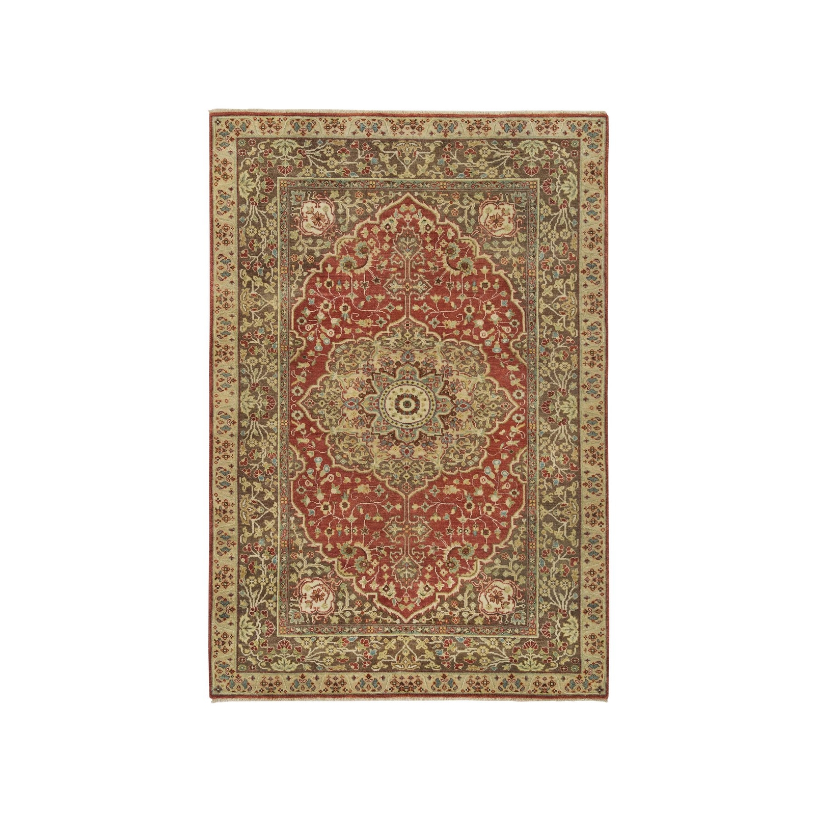 4’2″x6’1″ Rust Red Antiqued Haji Jalili Design Hand Knotted All Wool Rug R65746