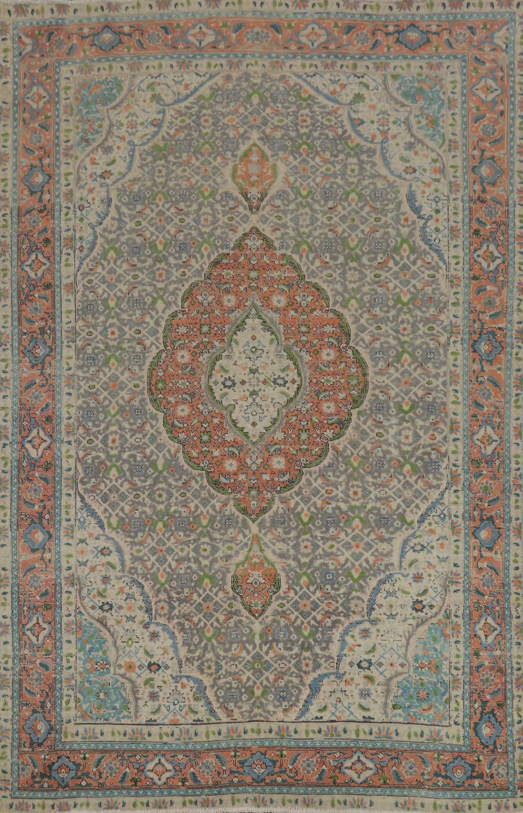 Vintage Traditional Wool Gray/ Rust Over-Dyed Living Room Area Rug 6×9 Carpet
