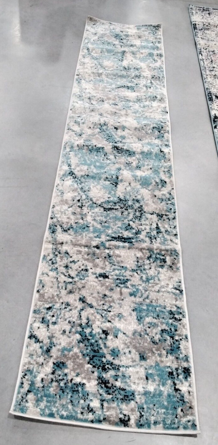 BLUE / IVORY 2′ X 10′ Back Stain Rug, Reduced Price 1172733830 SKY186M-210