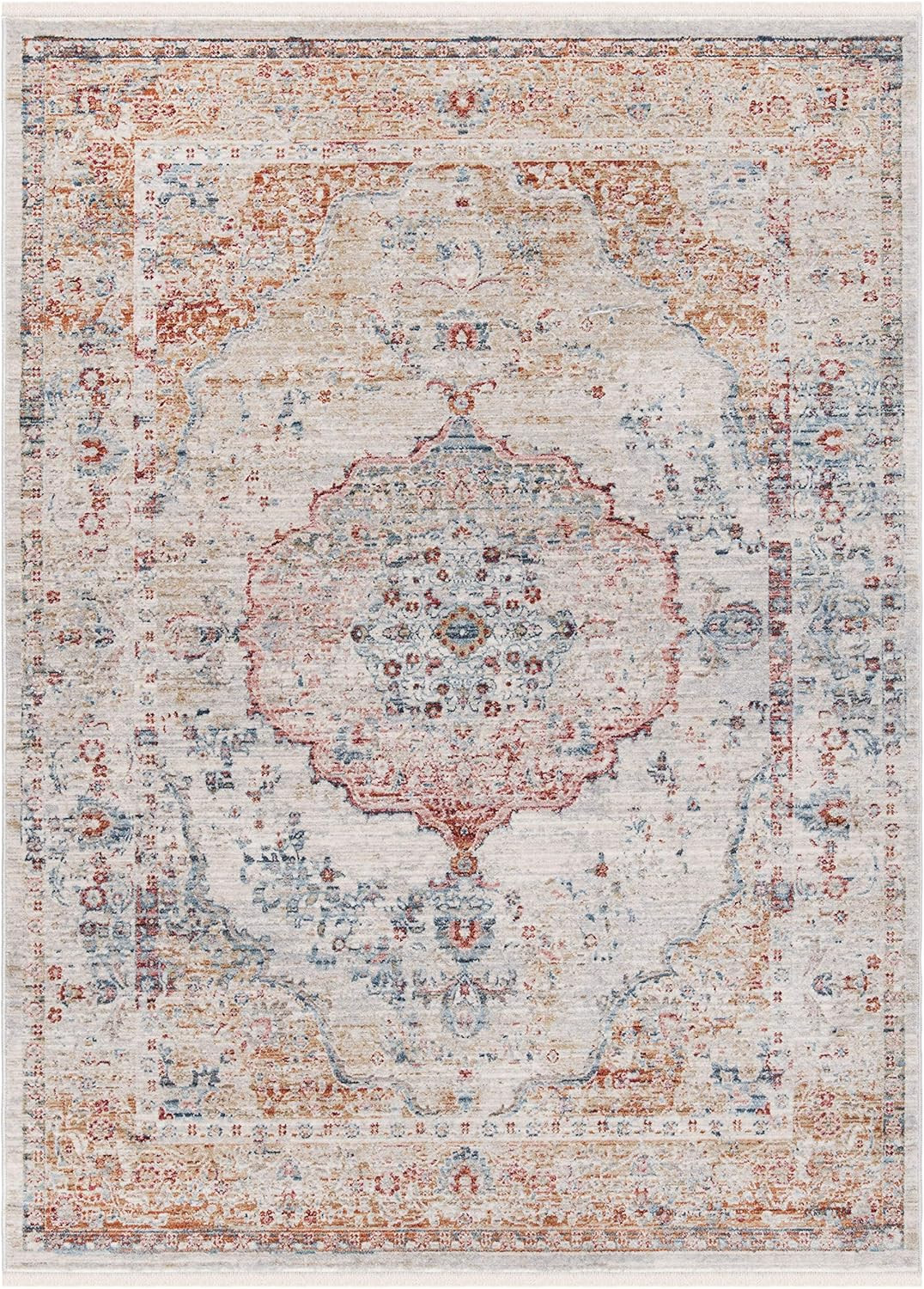 Kenitra Vintage Oriental Accent Rug 3′ x 5′, Grey & Light Blue, Easy Care