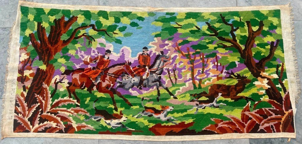 Vintage French Tapestry Pictorial Handmade Authentic Home Decor Tapestry 2×4 ft
