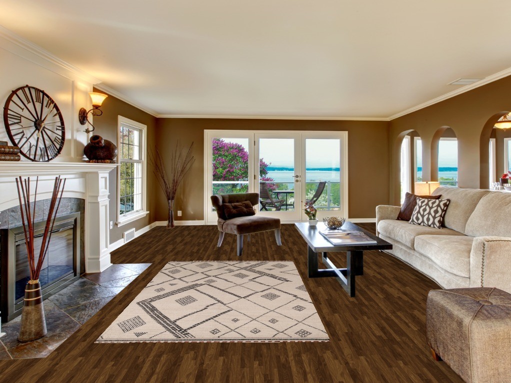 Moroccan Oriental Area Rug 5×9 Hand-knotted Wool Geometric Ivory/ Brown Carpet