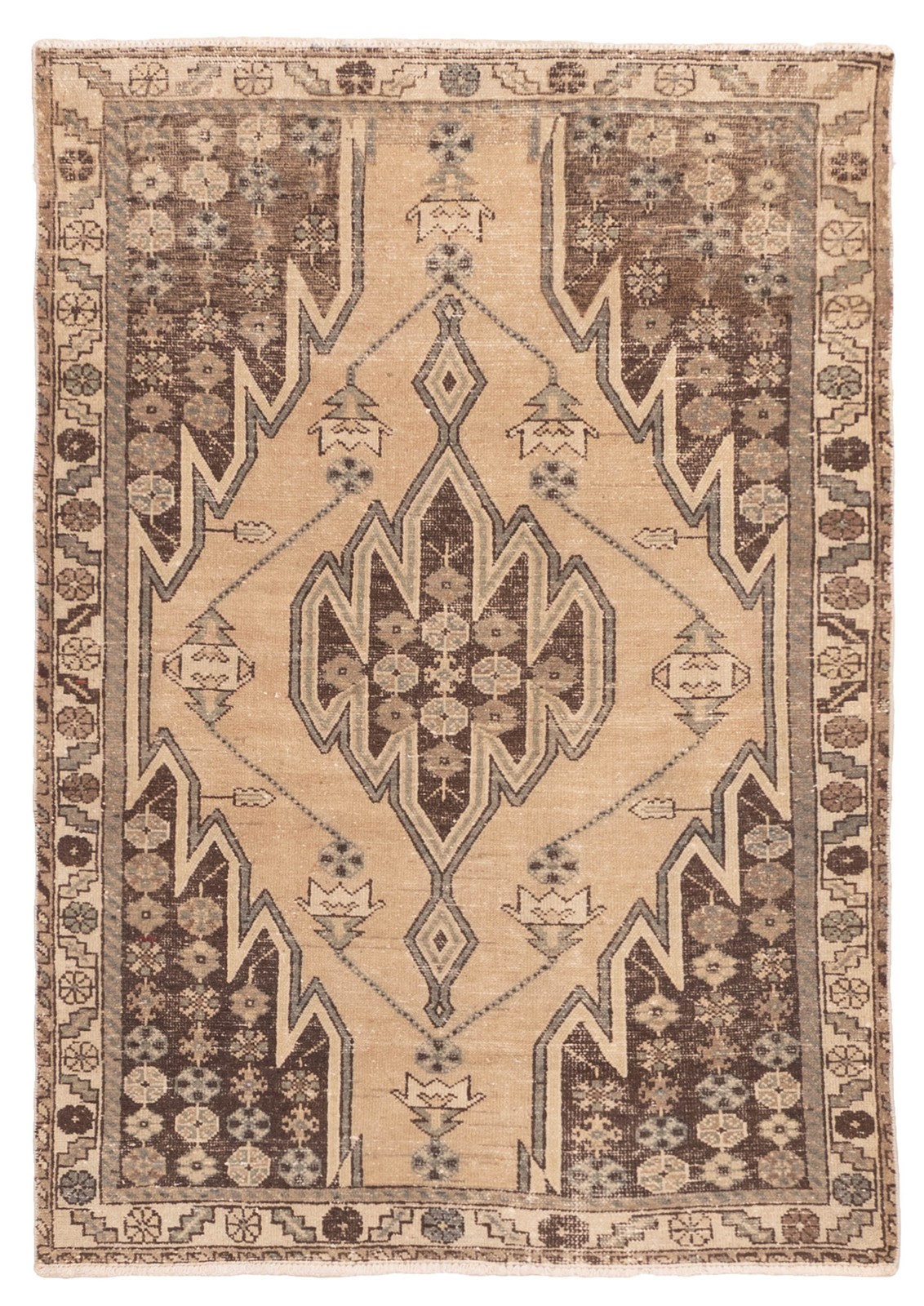 Traditional Vintage Hand-Knotted Area Rug 3’5″ x 4’9″ Oriental Wool Carpet