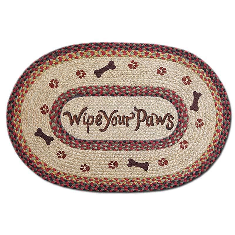 Wipe Your Paws 20×30 Hand Printed Oval Braided Floor Rug OP-081