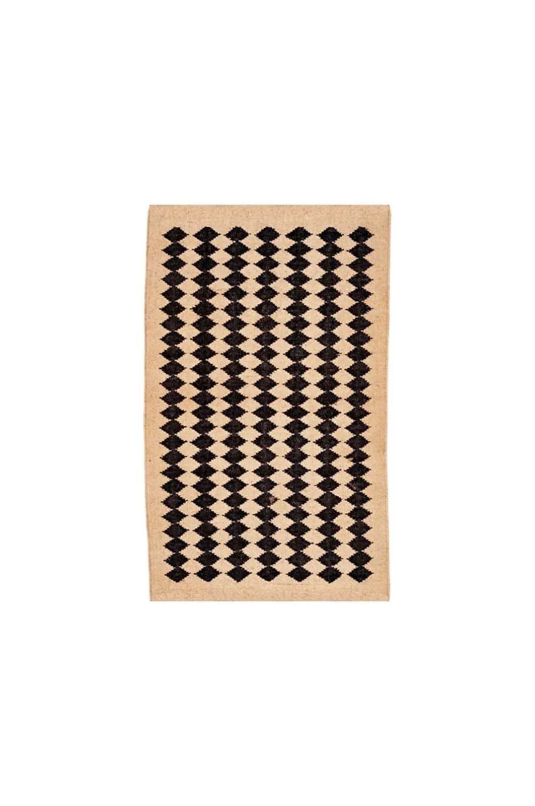 Handwoven Wool Jute Rug Color Black and Beige Handmade Design Carpet Rug