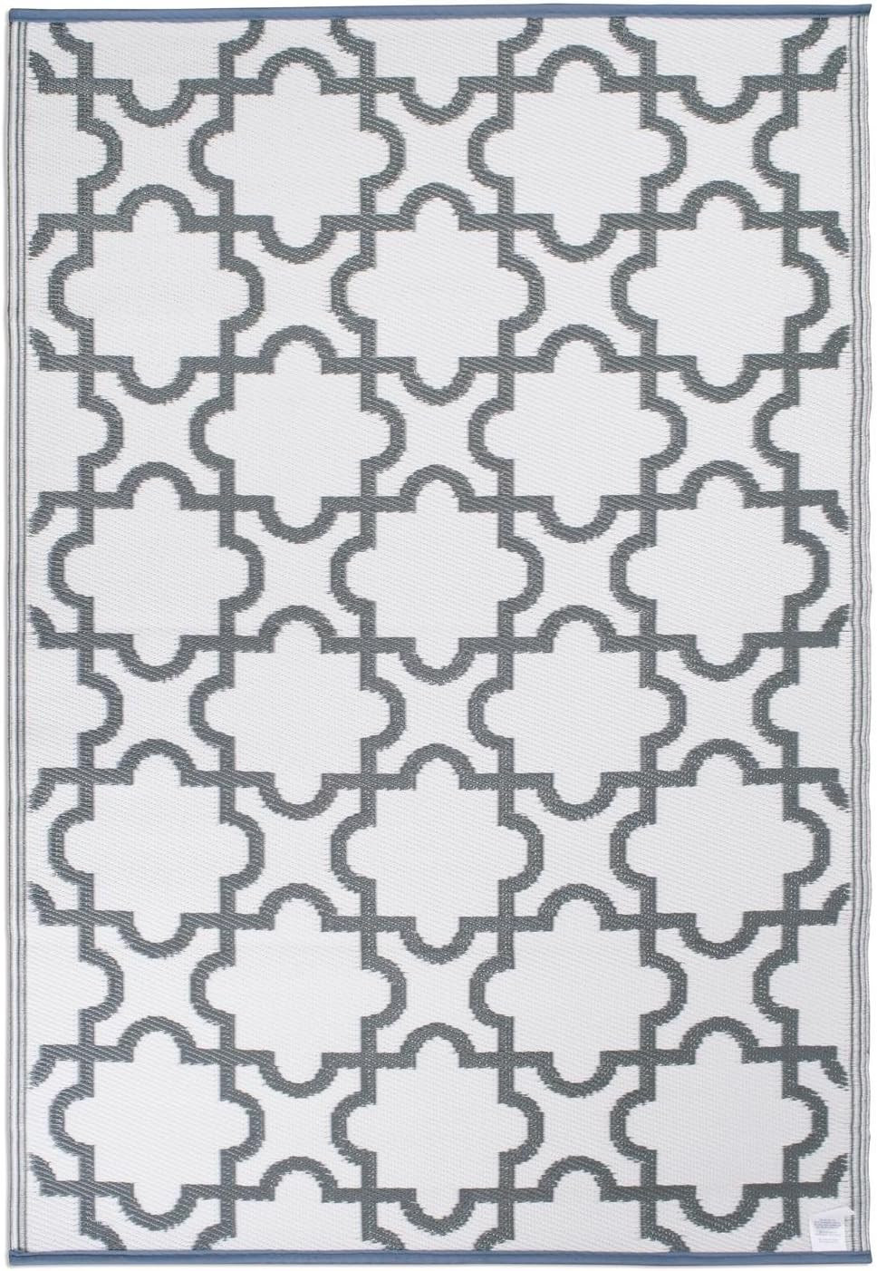 Reversible Outdoor Lattice Woven Rug, 4X6 Ft, Gray