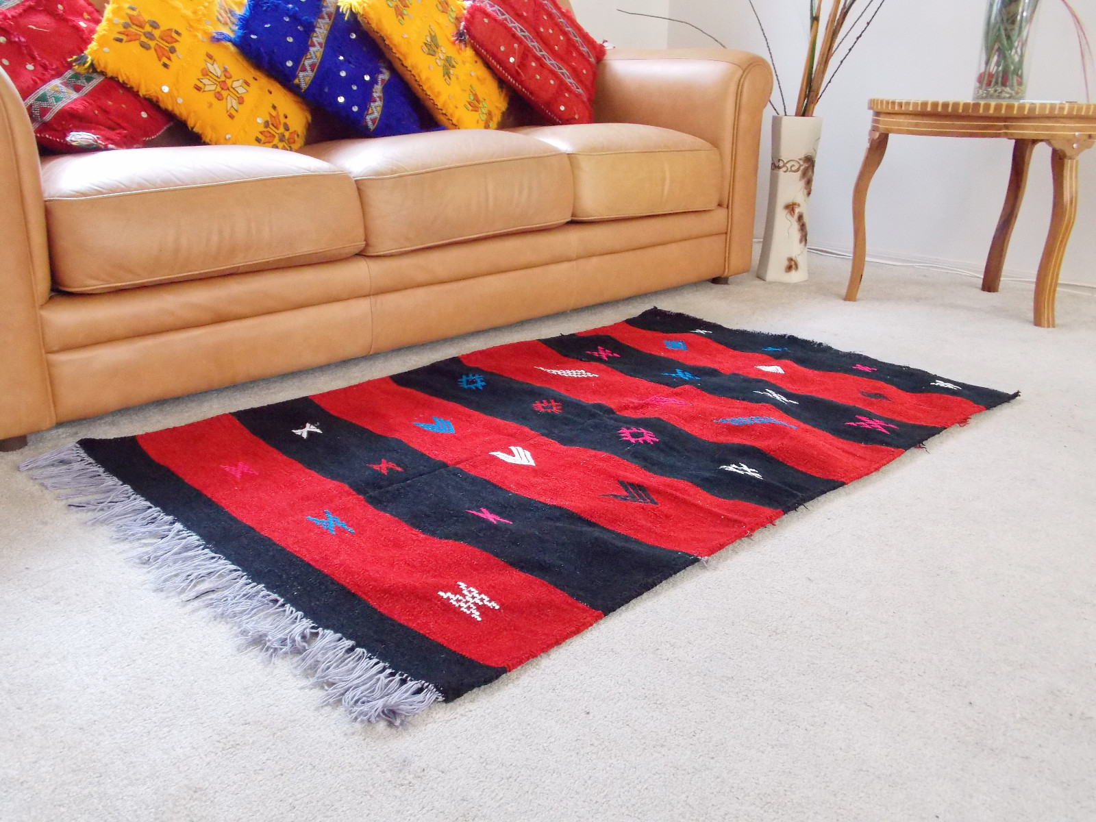 Moroccan Kilim Rug Cotton Handmade Berber Authentic Tribal Ethnic Carpet