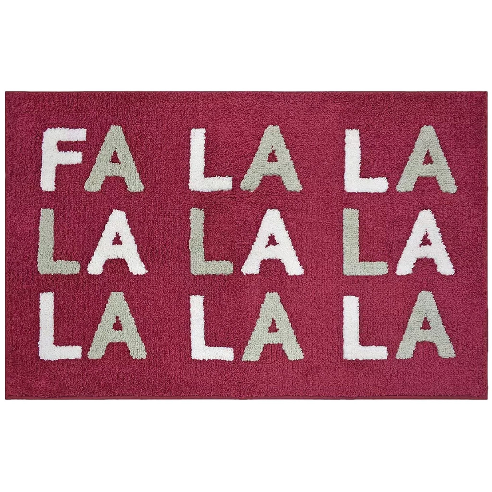 St Nicholas Square Red Fa La La Christmas Throw Rug, 25×35 Non-Skid Bath Mat