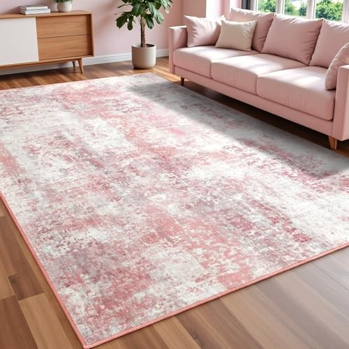 Washable Abstract Rug, 3×5 Modern Area Rugs with Non-Slip Rubber Backed for