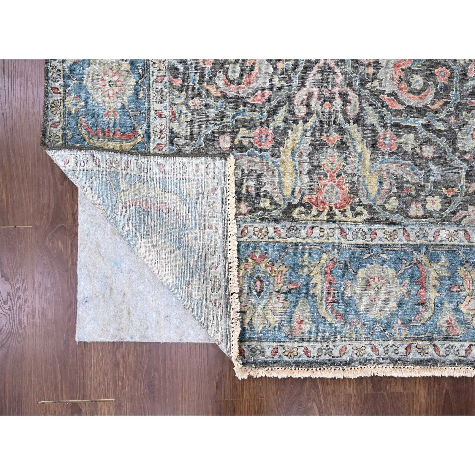 7’8″x9’6″ Charcoal Black Antiqued Zeigler Mahal Hand Knotted All Wool Rug R10134