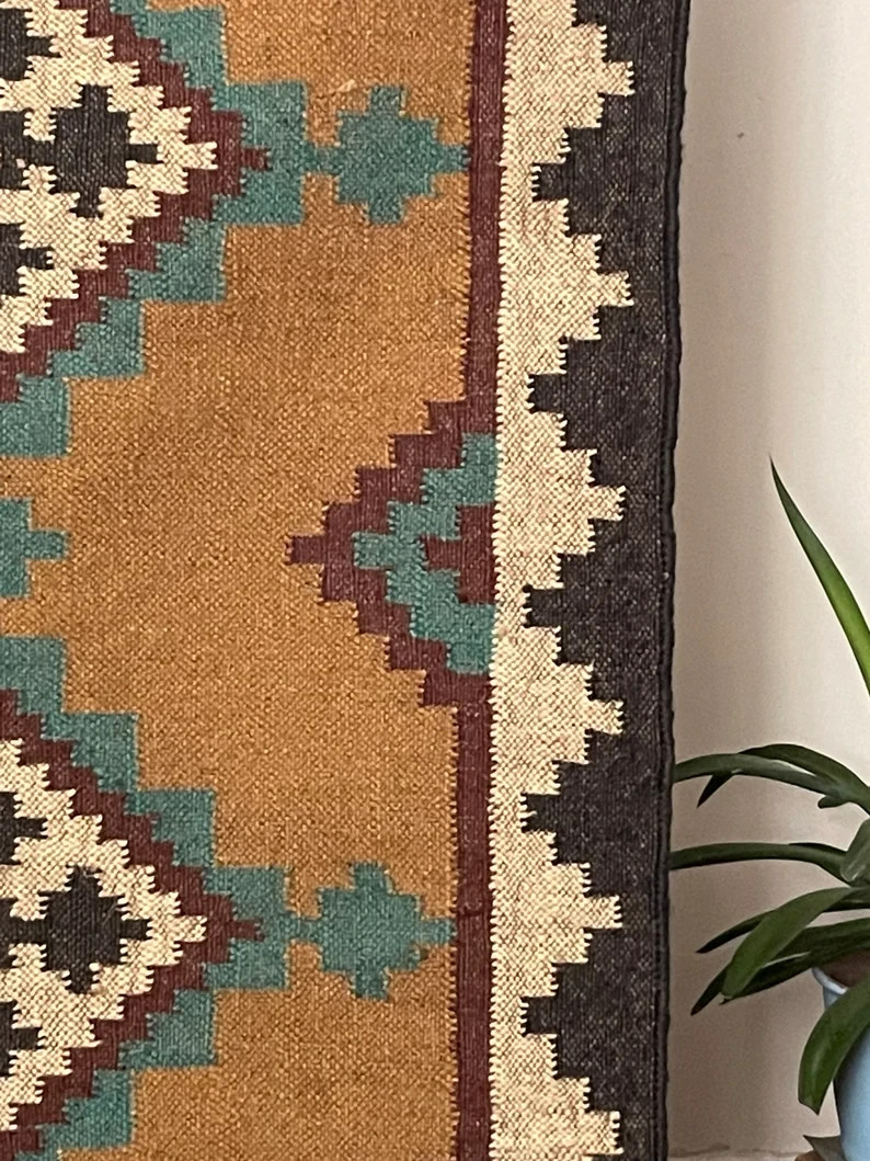 southwestern kilim rug Wool Jute Vintage Kilim Rug moroccan navajo rug tribal