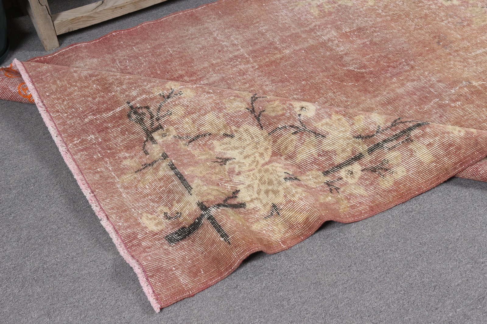 3,9×6,8 ft Rug, Area Turkish Rug, Red Ikat Rug