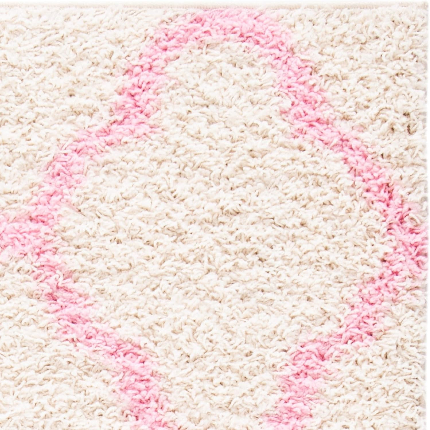 Dallas Shag Collection Area Rug – 6′ X 9′, Ivory & Light Pink, Trellis Design, N
