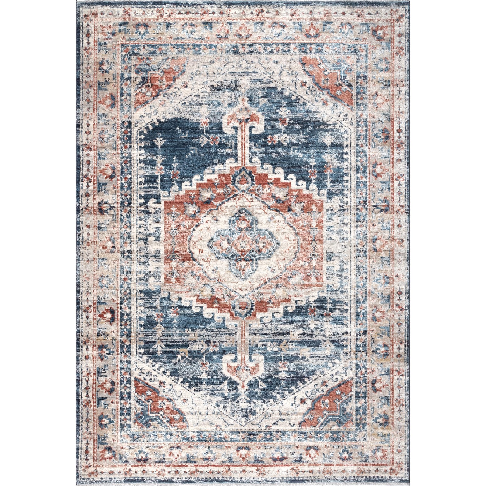 Harley Faded Medallion Accent Rug, 2×3, Blue