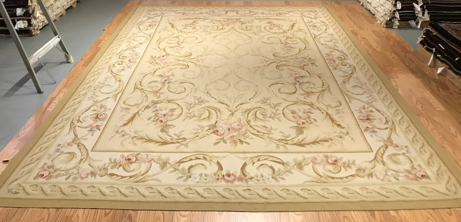 9 x 12 Hand woven French Aubusson Weave 100% wool Area rug
