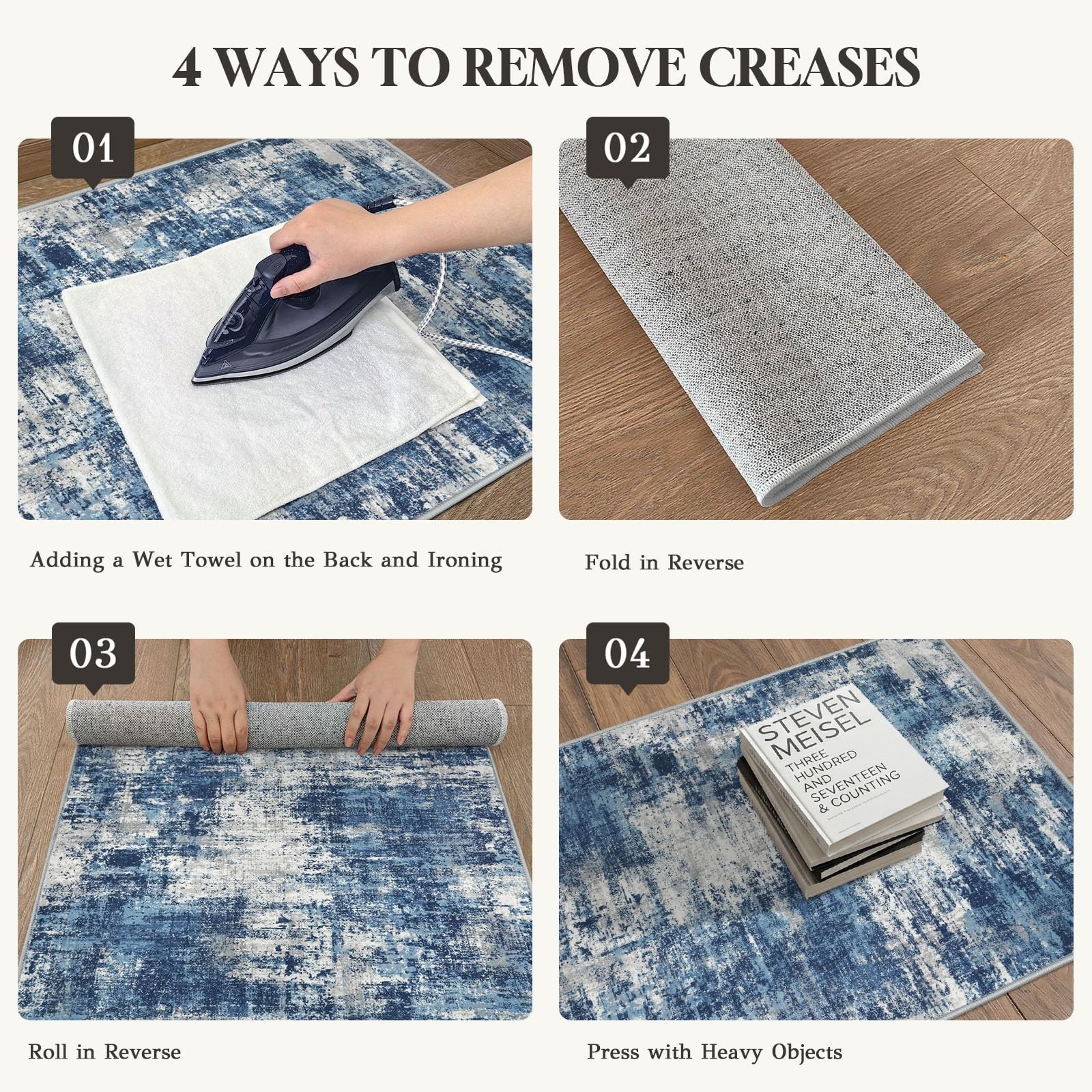 Non-Slip 2×3 Abstract Washable Entryway Rug | Thin Faux Wool Door Mat | Indoor C