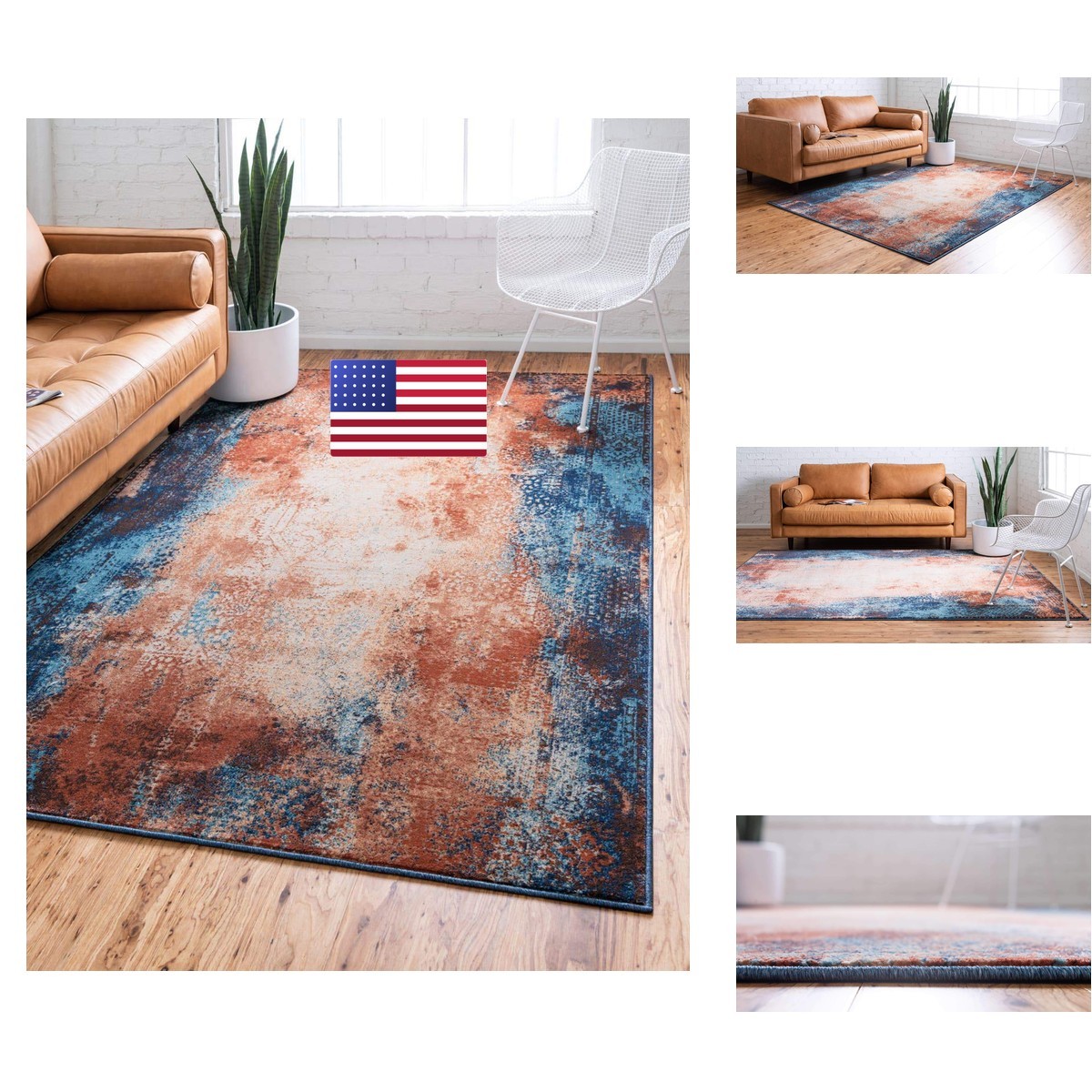 Unique Loom Mystic Collection Over-Dyed Abstract Mid-Century Modern Rustic Area
