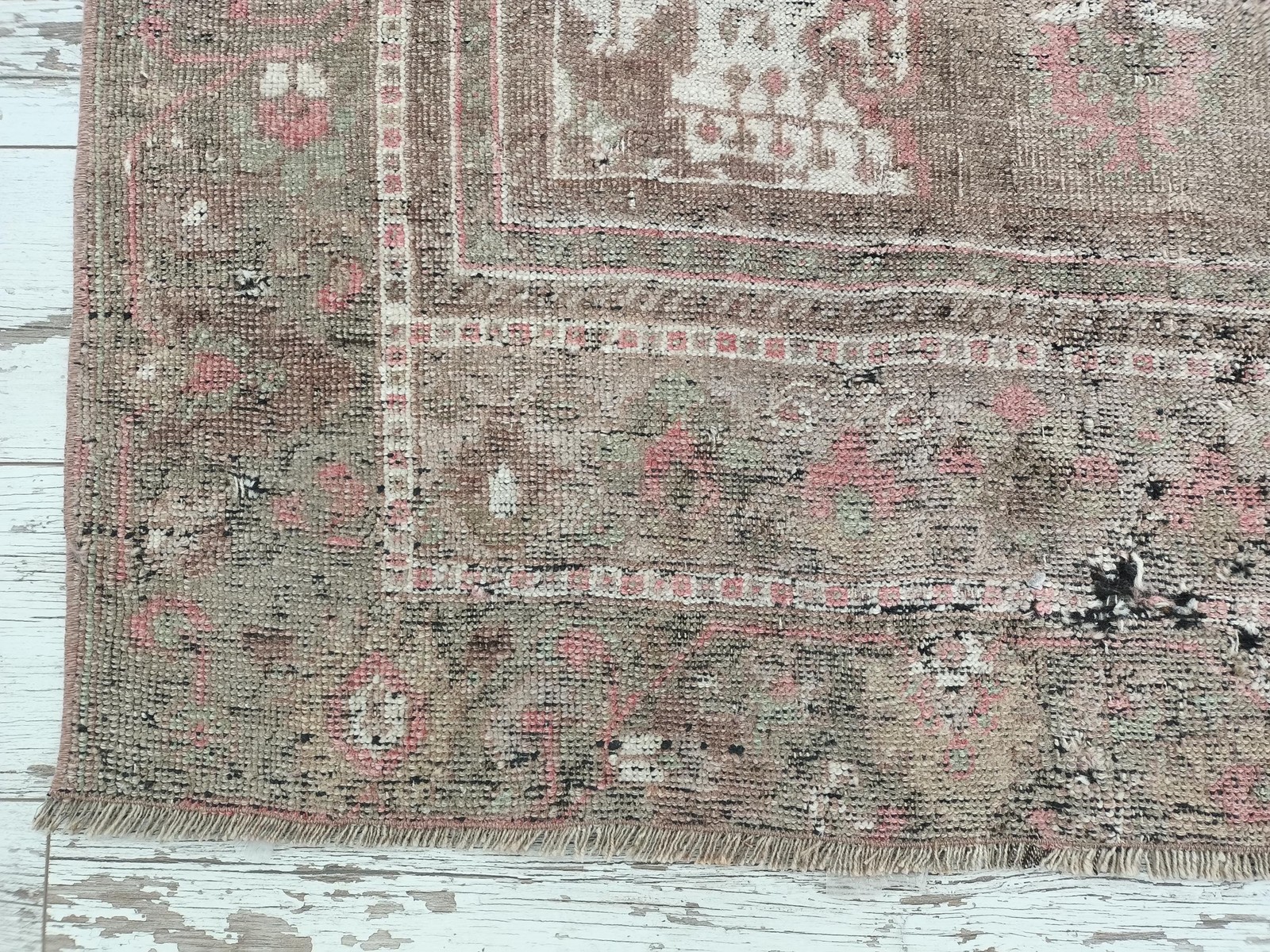 Vintage Oushak Rug Handmade Turkish Wool Area Rug 4.8×8.1 Feet VT140