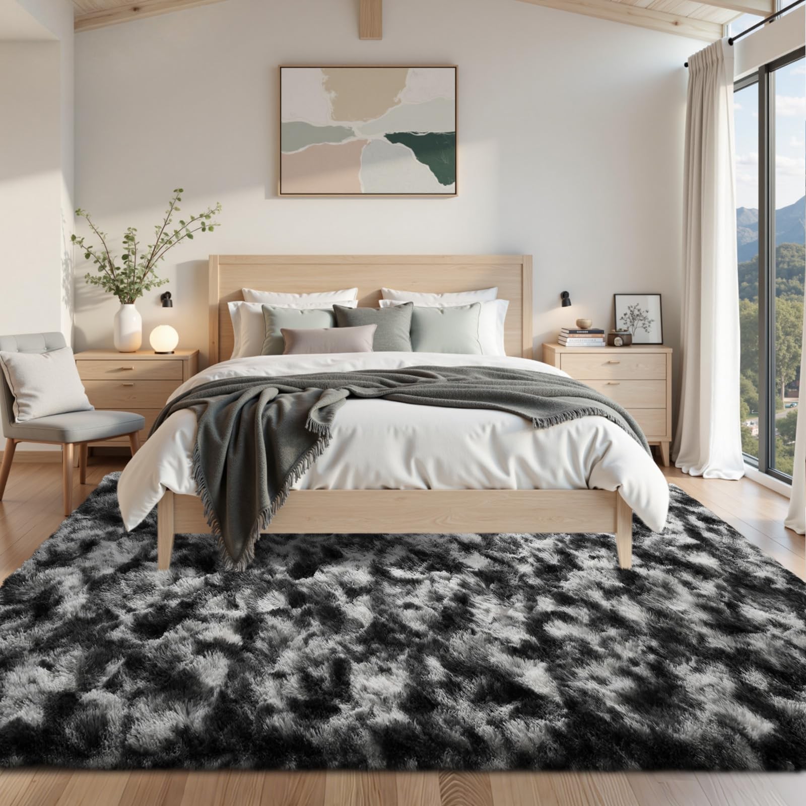 Area Rugs for Living Room 8x10Ft, Soft Fluffy Shagg Plush Bedroom Rug Non-Sli…