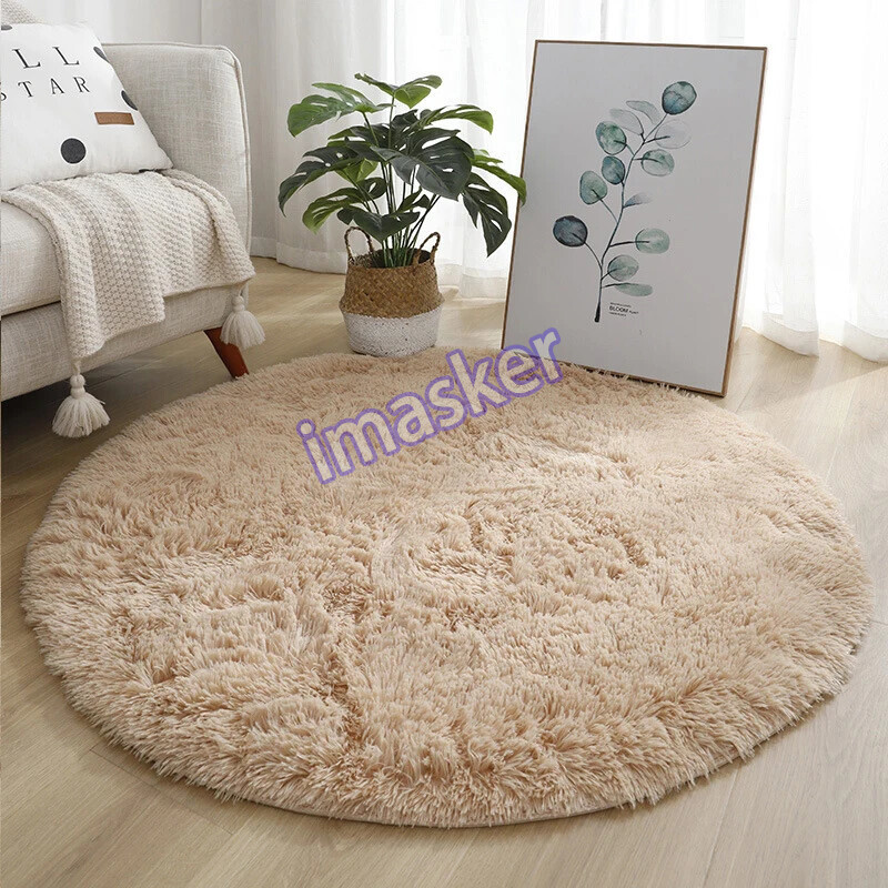 Living Room Round Rug Carpet Nonslip Bedside Coffee Table Mat Thick Pile Rugs