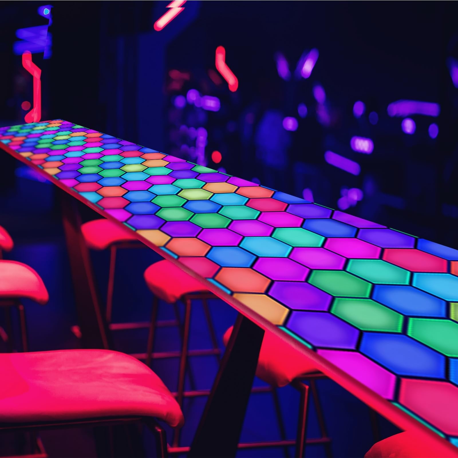 138×59 Inch Glow in the Dark Rug – Neon Party Decorations, UV Reactive Dance Flo