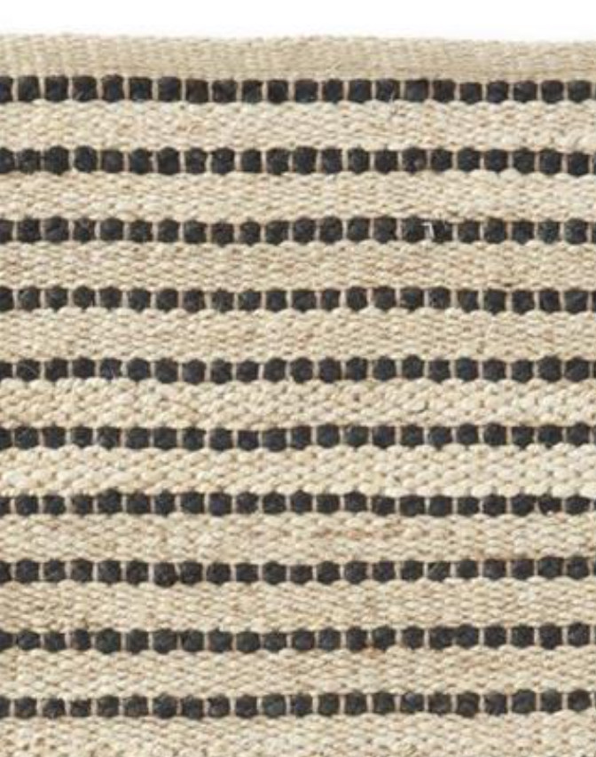 K&K Interiors Tan & Black Stripe Braided Jute Shuttle Rug 2′ x 3′, NWT