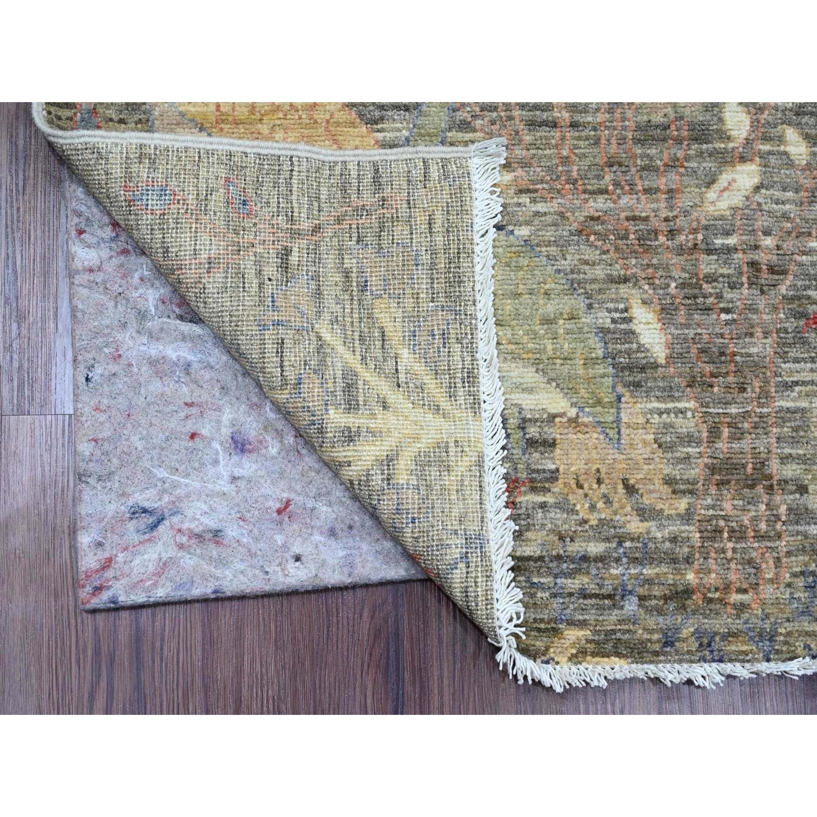 2’6″x6’2″ Gray Afghan Peshawar Birds Design Wool Hand Knotted Runner Rug R20108